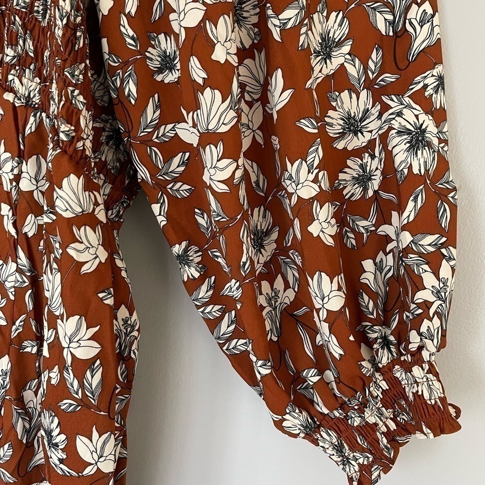 nwt La Ligne Liberty Floral Smocked Bodice Maxi Dress Brown/White Size 4XL - Picture 5 of 12